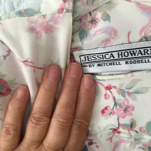 VINTAGE JESSICA  HOWARD  Floral Pastels LONG SLEEVE PLEATED SKIRT BUTTON UP BACK - Picture 7 of 8